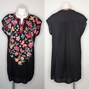 NWT Savanna Jane colorful floral & butterfly embroidered tunic dress M